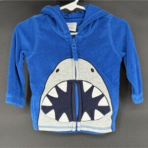 Hanna Andersson Baby Sunsoft Terry Shark Hoodie Size 6-12M Blue Swim Cover up